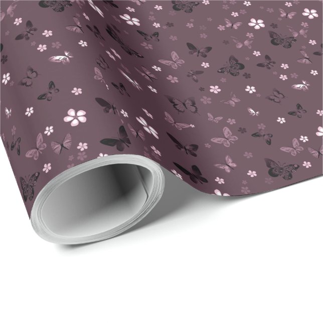 Papel De Presente Padrão de Borboleta 5 (Ponta do rolo)