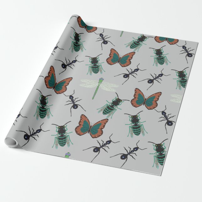 Papel De Presente Padrão de borboleta colorida (Desenrolado)