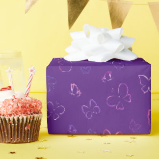 Papel De Presente Padrão de borboleta rosa, roxo e azul