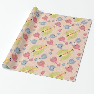 Papel De Presente Padrão de borboletas brancas
