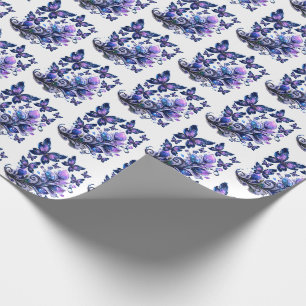 Papel De Presente Padrão de Borboletas Brilho Cósmico