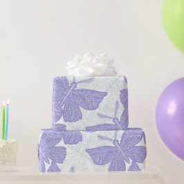 Papel De Presente Padrão de borboletas roxas