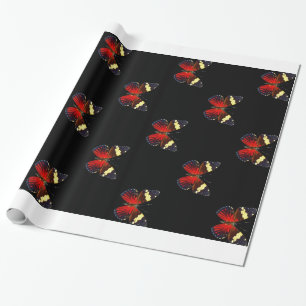 Papel De Presente Padrão de borboletas vermelhas e pretas