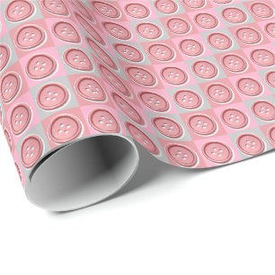 Papel De Presente Padrão de Botão Rosa Marcado