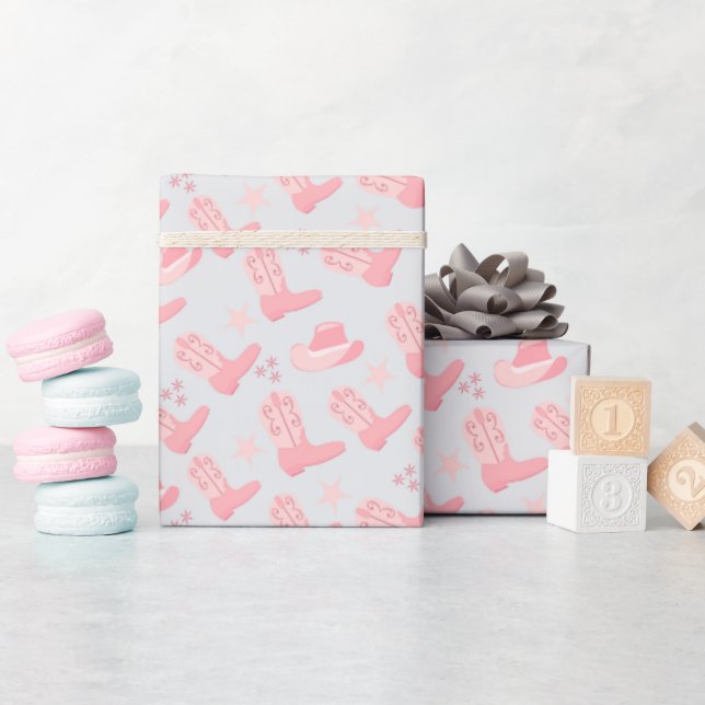 Papel De Presente padrão de botas e chapéu  (Chá de bebê)