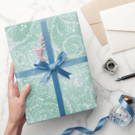 Papel De Presente Padrão de Brilho Branco com Glitter de Hortelã Gel