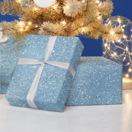 Papel De Presente Padrão de Brilho Branco Cristalado Azul Gelo Legal