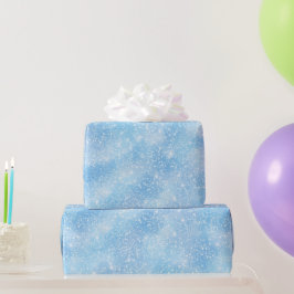 Papel De Presente Padrão de Brilho Branco Cristalado Azul Gelo Legal