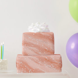 Papel De Presente Padrão de Brilho Branco Rosa Feminino