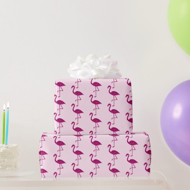 Papel De Presente Padrão de brilho de flamingo cintilante rosa (Presentes para festas)