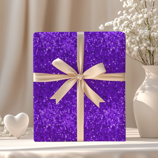 Papel De Presente Padrão de Brilho Falso Glam Roxo Profundo (Criador carregado)