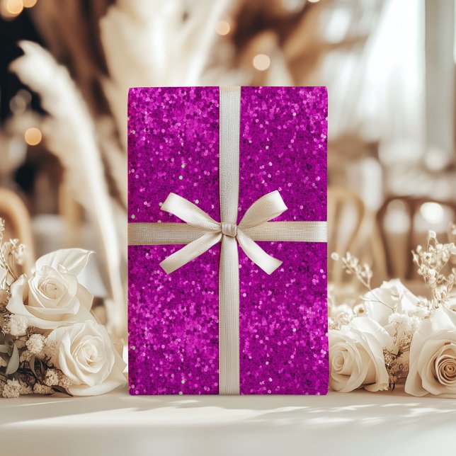 Papel De Presente Padrão de Brilho Falso Rosa Profundo Glam (Criador carregado)
