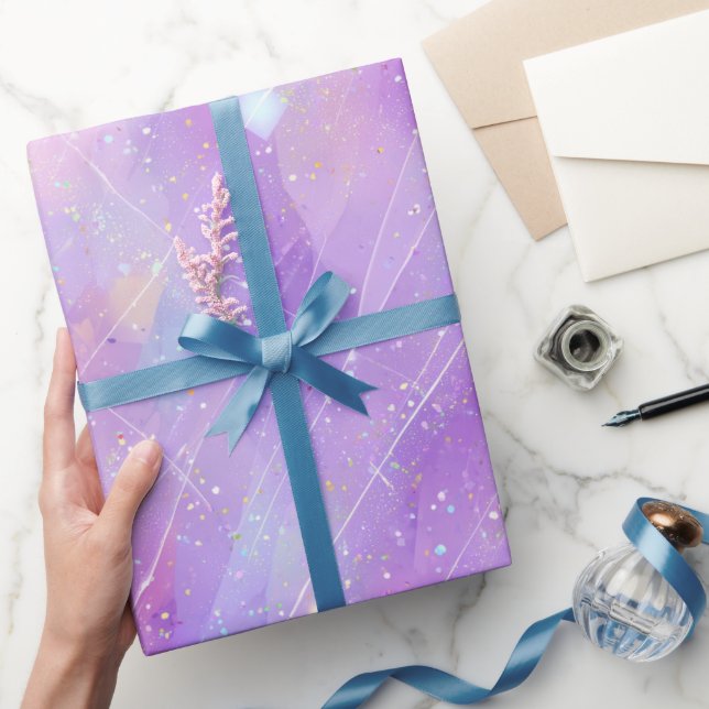 Papel De Presente Padrão de Brilho Iridescente Lavanda Estético (Presentear)