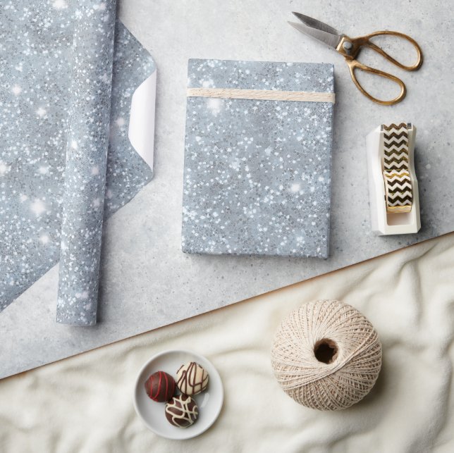 Papel De Presente Padrão de Brilho Prata Congelante Branco Congelado (Artesanato)