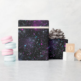 Papel De Presente Padrão de Brilho Preto Misto Galáxia Cósmica