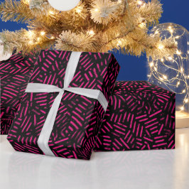 Papel De Presente Padrão de Brilho Rosa Elétrico Neon com Lantejoula