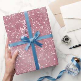 Papel De Presente Padrão de Brilho Rosa Empoeirado Romântico Branco