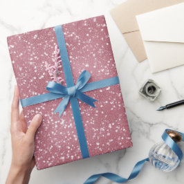 Papel De Presente Padrão de Brilho Rosa Empoeirado Romântico Branco