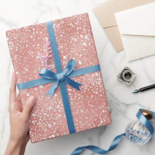 Papel De Presente Padrão de Brilho Rosa Feminino Chic