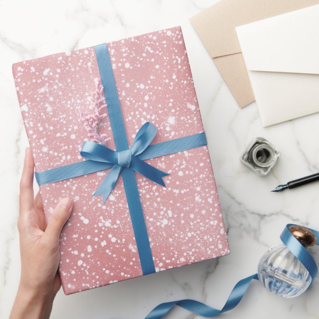 Papel De Presente Padrão de Brilho Rosa Feminino Chic (Presentear)
