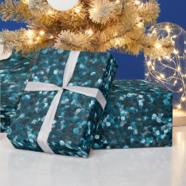 Papel De Presente Padrão de Brilho Turquesa Oceano Azul Glitter