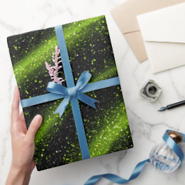Papel De Presente Padrão de Brilho Verde Neon Elétrico Preto