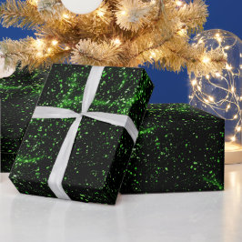 Papel De Presente Padrão de Brilho Verde Neon Elétrico Preto