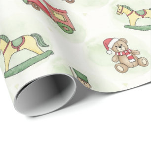 Papel De Presente Padrão de Brinquedo de Natal Antigo   Balanço Fest