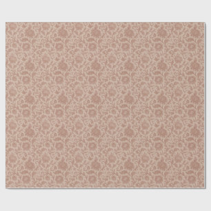 Papel De Presente Padrão de Brocado Floral Rosa Empoeirado