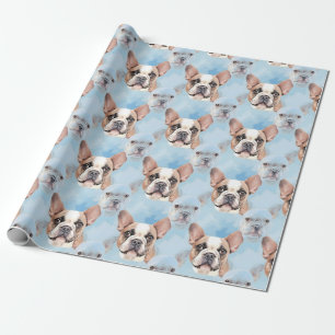 Papel De Presente Padrão de Bulldog Francês de Aquarela