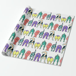 Papel De Presente Padrão de Bumbuns de Cães Coloridos