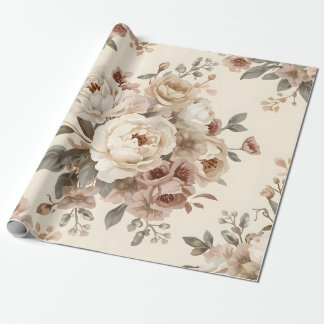 Papel De Presente Padrão de Buquê Floral Vintage Romântico