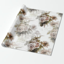Papel De Presente Padrão de buquê rosa de cinza flexível antigo