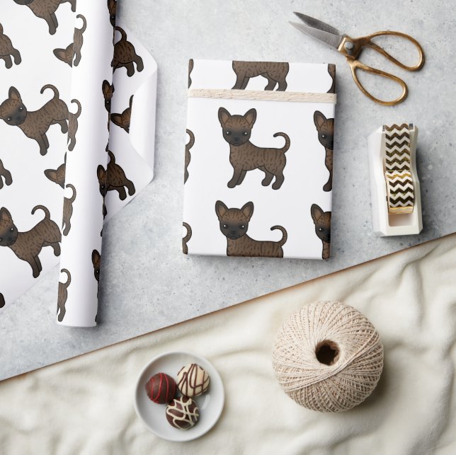 Papel De Presente Padrão de Cachorro Bonito Chihuahua de Pelo Liso L (Artesanato)