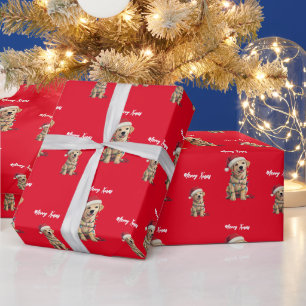 Papel De Presente Padrão de cachorro cachorrinho árvore de natal lab