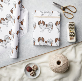 Papel De Presente Padrão de Cachorro da Raça Phalène Feliz Brinquedo