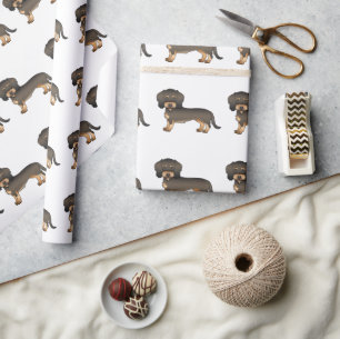 Papel De Presente Padrão de cachorro Dachshund de pelo áspero de jav
