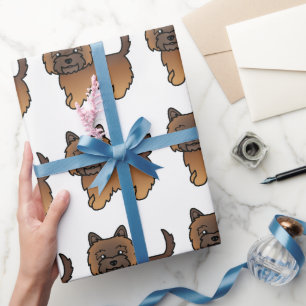 Papel De Presente Padrão de Cachorro de Cartoon de Coroa Vermelha