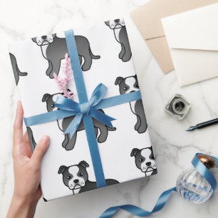 Papel De Presente Padrão De Cachorro De Cartoon De Escada Preta E Br
