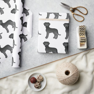 Papel De Presente Padrão de Cachorro de Cartoon Gelado Negro