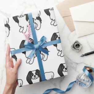 Papel De Presente Padrão De Cachorro De Cartoon Japonês Preto E Bran
