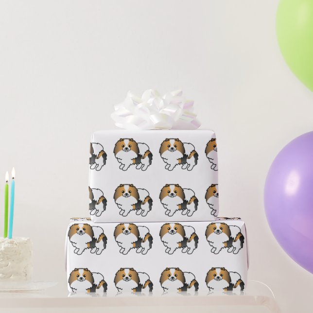 Papel De Presente Padrão de Cachorro de Desenho Animado Fofo da Raça (Presentes para festas)