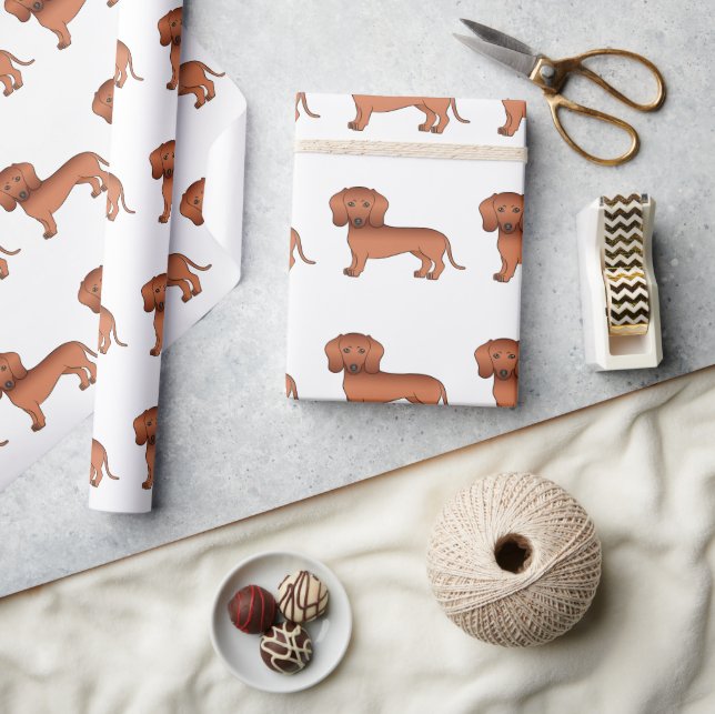 Papel De Presente Padrão de Cachorro de Desenho Animado Fofo do Dach (Artesanato)