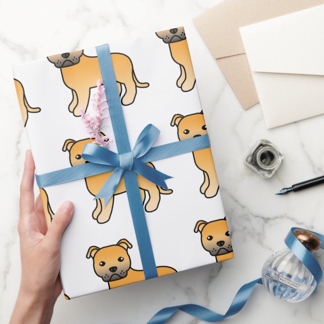 Papel De Presente Padrão de cachorro de desenho animado fofo em ingl (Presentear)
