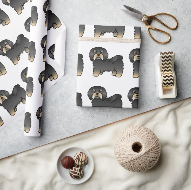 Papel De Presente Padrão de Cachorro de Desenho Animado Fofo Havanês (Artesanato)