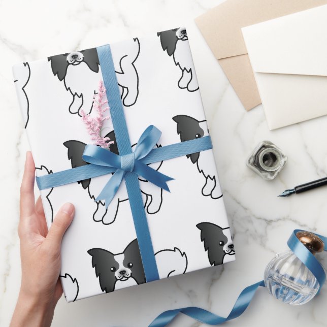 Papel De Presente Padrão de Cachorro de Desenho Animado Fofo Papillo (Presentear)