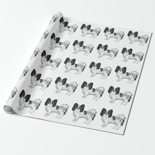 Papel De Presente Padrão de Cachorro de Desenho Animado Fofo Papillo (Desenrolado)