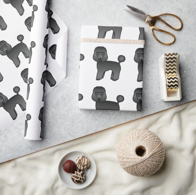 Papel De Presente Padrão de Cachorro de Desenho Animado Fofo Poodle  (Artesanato)