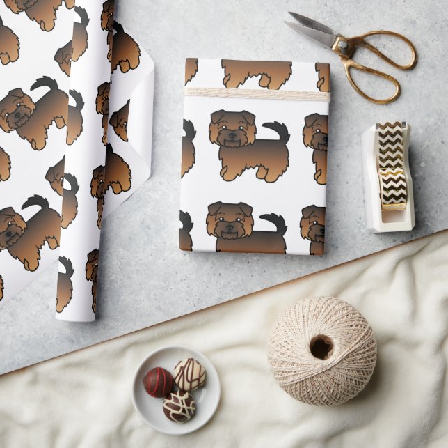 Papel De Presente Padrão de cachorro de desenho animado Grizzle Norf (Artesanato)