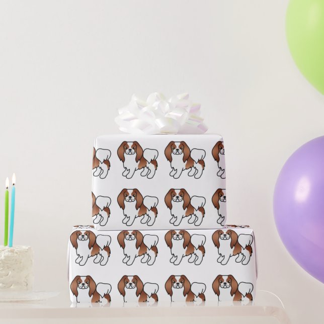 Papel De Presente Padrão de cachorro de desenho animado japonês Chin (Presentes para festas)